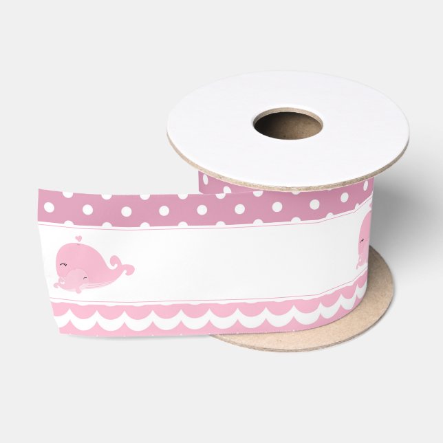 Niedliches Elternmädchen & Baby Whale Pink Girl Satinband (Spule)