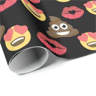 Niedliches Emoji in Liebe, Kack Emoji & Küsse Geschenkpapier