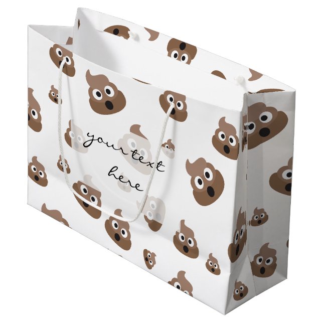 Niedliches Emoji-Muster Gekackt Große Geschenktüte (Vorderseite Schrägansicht)