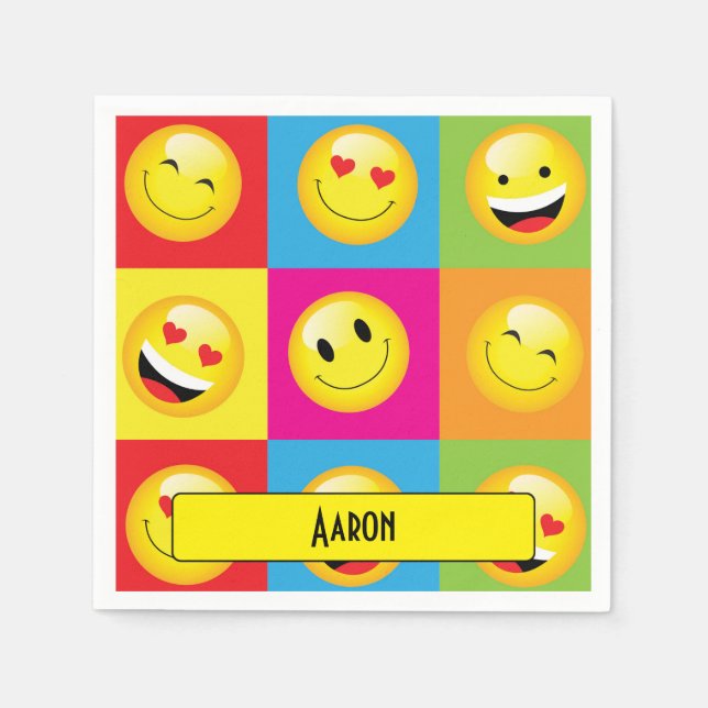 Niedliches Emoticon Gelbe Gesichter Emoji-Party Serviette (Vorderseite)
