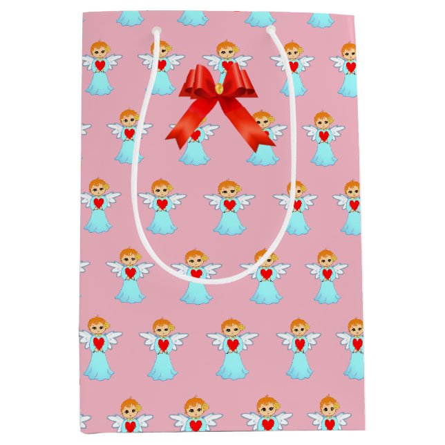 Niedliches Engelmuster Mittlere Geschenktüte (Vorderseite)