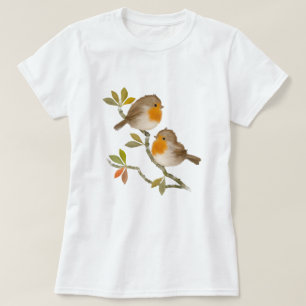 Niedliches Englisch Robin Birds T Shirt
