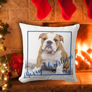Niedliches englisches Bulldog Frohe Weihnachtsfeie Kissen