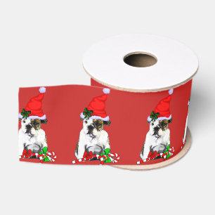 Niedliches englisches Bulldoggen-Weihnachten Sankt Ripsband