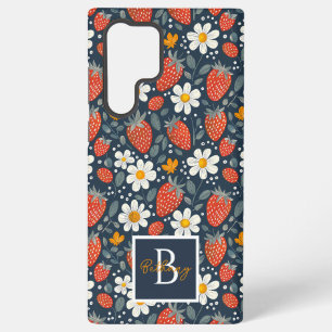 Niedliches Erdbeerdesign mit individuelle Name Samsung Galaxy Hülle