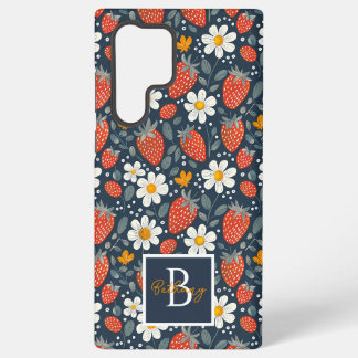 Niedliches Erdbeerdesign mit individuelle Name Samsung Galaxy Hülle