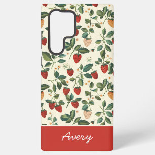 Niedliches Erdbeerdesign mit individuelle Name Samsung Galaxy Hülle