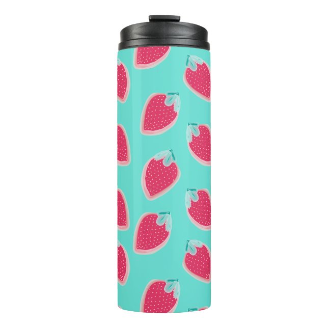 Niedliches Erdbeerfruchtmuster Thermosbecher (Vorderseite)