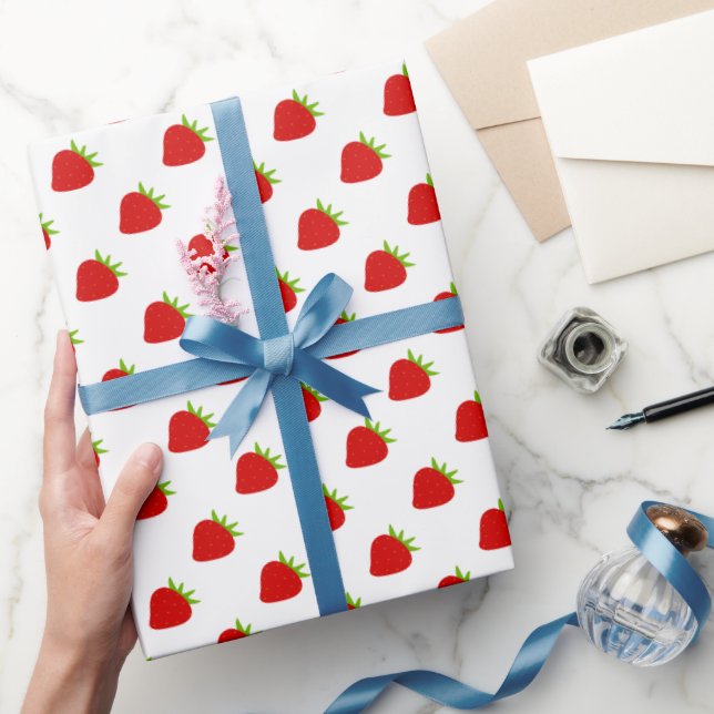 Niedliches Erdbeermuster Geschenkpapier (Schenken)