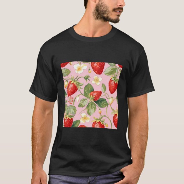 Niedliches Erdbeermuster T-Shirt (Vorderseite)