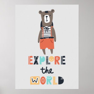 Niedliches Erkundungszimmer für Bärenkinder Poster