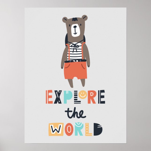 Niedliches Erkundungszimmer für Bärenkinder Poster (Vorne)