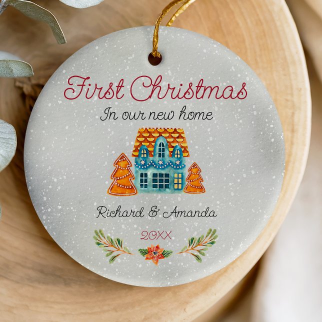 Niedliches erstes Weihnachts-neues Zuhause-Cookie- Keramik Ornament (Von Creator hochgeladen)