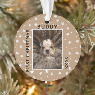 Niedliches Erstes Weihnachtsjunges Foto Ornament