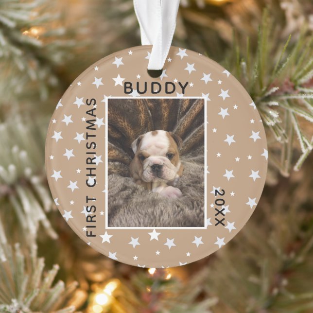 Niedliches Erstes Weihnachtsjunges Foto Ornament (Baum)