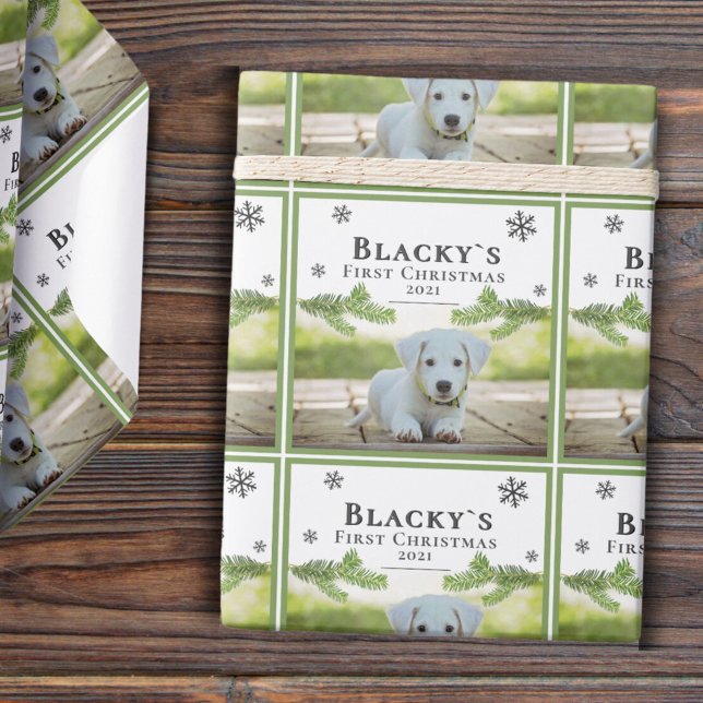 Niedliches Erstes Weihnachtskiefer Welpen Hund Hau Geschenkpapier (Von Creator hochgeladen)