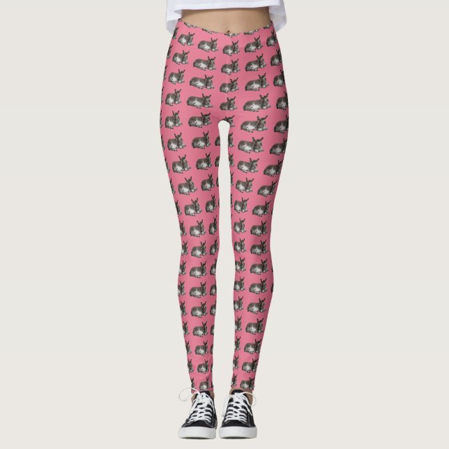Niedliches Esel-Fossil, das auf rosa Tanz schläft Leggings (Vorderseite)