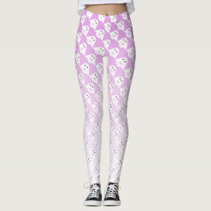 Niedliches Eukalyptusmuster auf pastellrosa, weiß Leggings