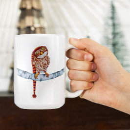 Niedliches Eule im Strick Strumpf Oberteil Weiße T Tasse