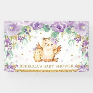 Niedliches Eule Lila Blumendusche Hintergrund Banner