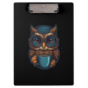 "Niedliches Eule mit Kaffee-Cup" Witziges Design Klemmbrett