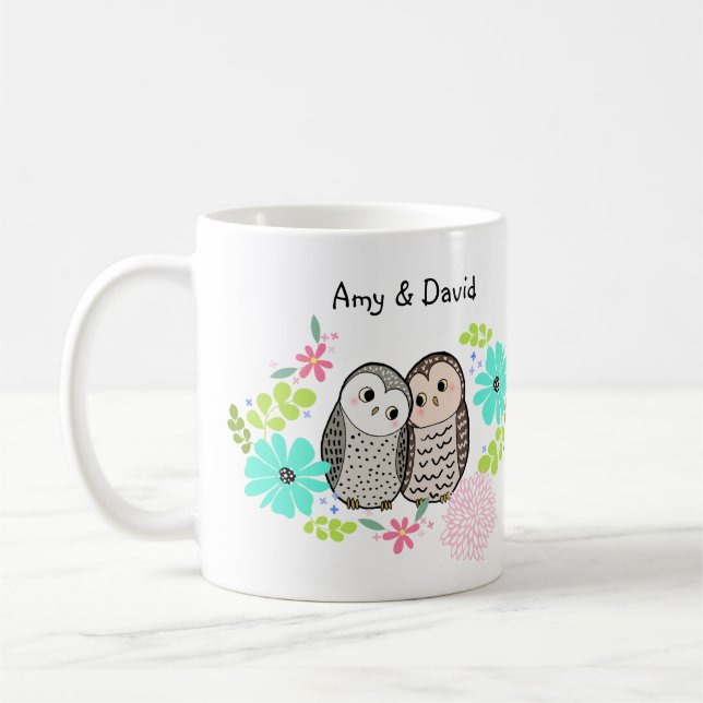 Niedliches Eule Personalisiert mit Individuelle Na Kaffeetasse (Links)
