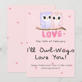 Niedliches Eule-Valentinstag Feiertagskarte