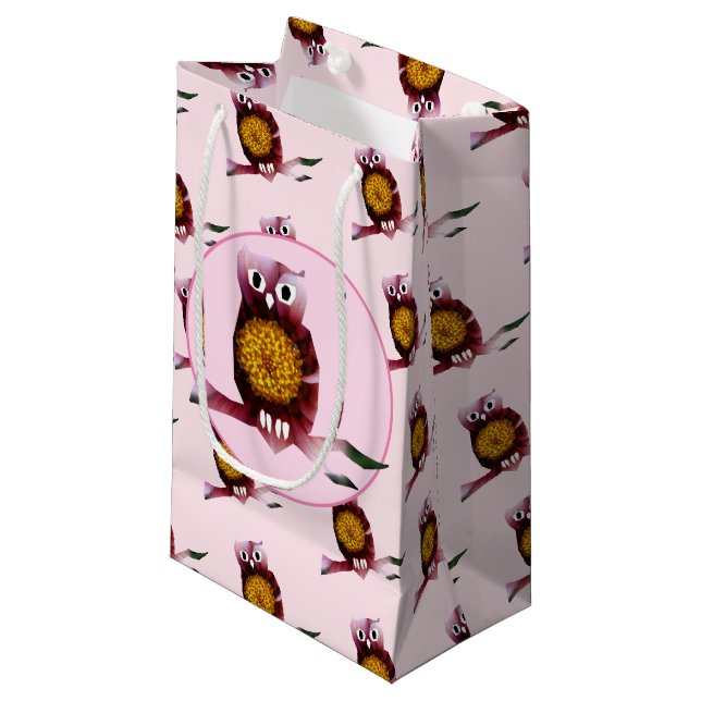 Niedliches Eule, Vogelzubehör Kleine Geschenktüte (Vorderseite Schrägansicht)