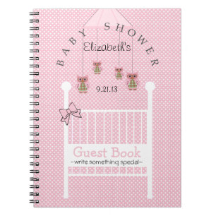 Niedliches Eulen-Baby-Duschen-Gast-Buch Notizblock