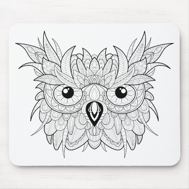 Niedliches Eulen-Porträt-Gekritzel Mousepad (Vorne)