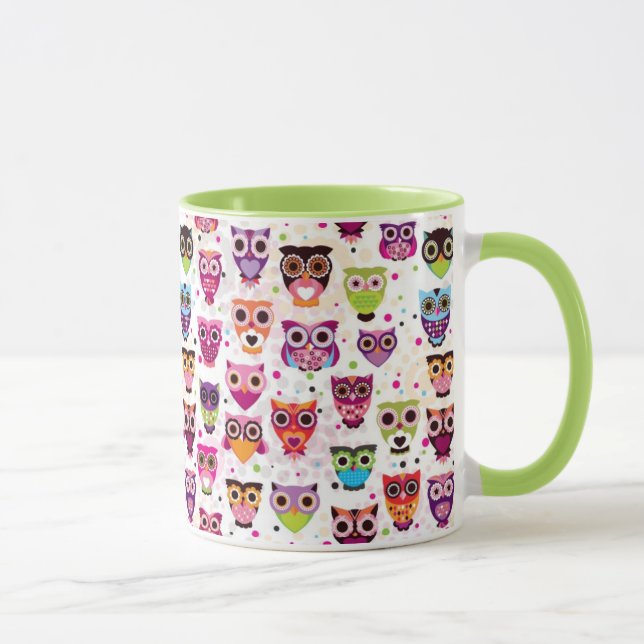Niedliches Eulenhintergrundmuster für Kinder Tasse (Rechts)