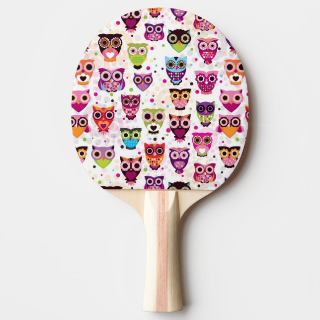 Niedliches Eulenhintergrundmuster für Kinder Tischtennis Schläger (Vorderseite)