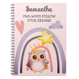 Niedliches Eulenpul Boho Rainbow Inspirational Gir Notizblock