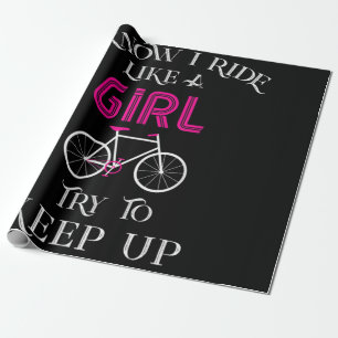 Niedliches Fahrrad Frau Girl Fahrradlerin Geschenkpapier