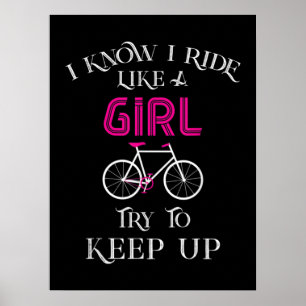 Niedliches Fahrrad Frau Girl Fahrradlerin Poster
