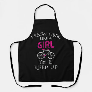 Niedliches Fahrrad Frau Girl Fahrradlerin Schürze