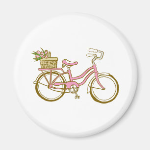 Niedliches Fahrrad mit Tulpen Magnet
