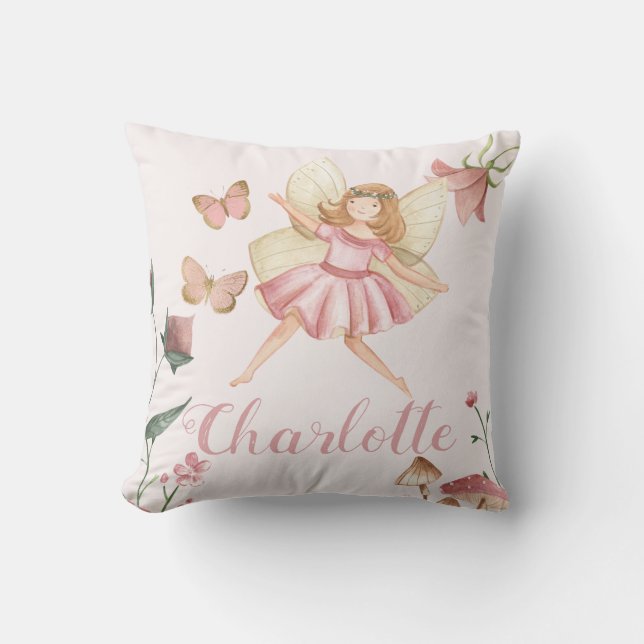 Niedliches Fairy Garden Thema mit Individuelle Nam Kissen (Vorderseite)