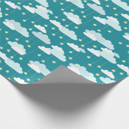 Niedliches Fallstars- und Wolkenmuster Geschenkpapier
