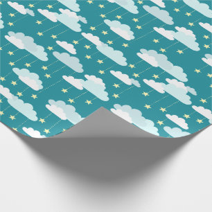 Niedliches Fallstars- und Wolkenmuster Geschenkpapier