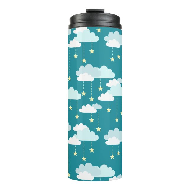 Niedliches Fallstars- und Wolkenmuster Thermosbecher (Vorderseite)