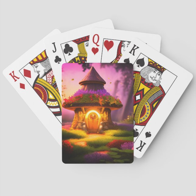 Niedliches Fantasy House Spielkarten (Rückseite)