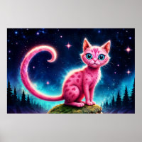 Niedliches fantasy-rosa Tier im nächtlichen Sterne