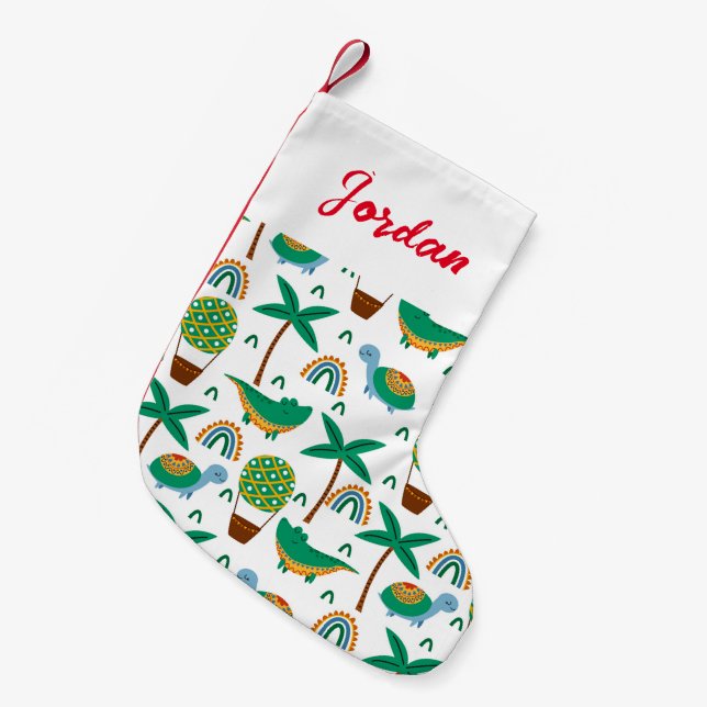 Niedliches, farbenfrohe Schildkrötenmuster Kleiner Weihnachtsstrumpf (Vorderansicht (hängend))