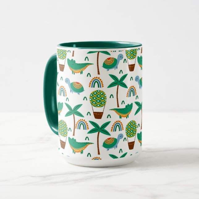 Niedliches, farbenfrohe Schildkrötenmuster Tasse (Vorderseite Links)