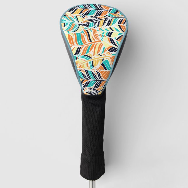 Niedliches, farbenfrohes Boho-Blätter-Muster Golf Headcover (Vorderseite)