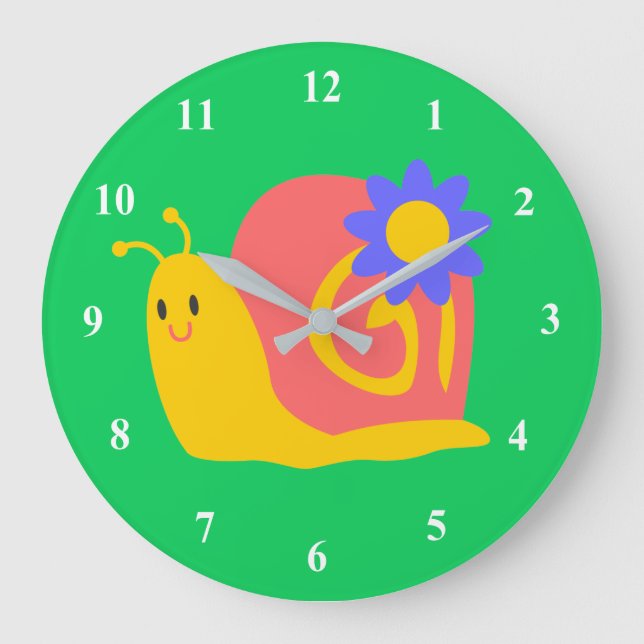 Niedliches, farbenfrohes Kindersnelldesign Große Wanduhr (Vorderseite)