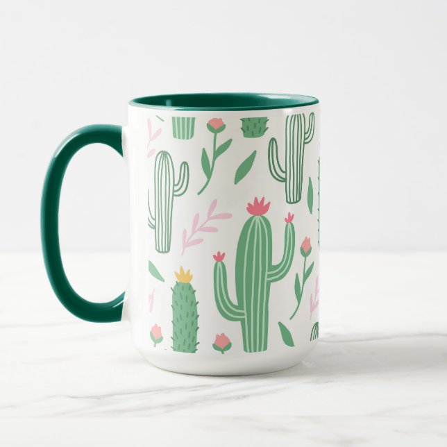 Niedliches, farbenprächtiges Kaktusmuster Tasse (Links)