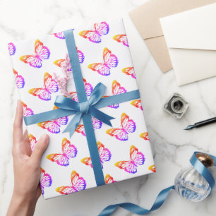 Niedliches Farbenspiel Monarch Butterfly-Muster Geschenkpapier