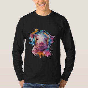 Niedliches Farbfernseher mit Kopfhörermusik lä T-Shirt